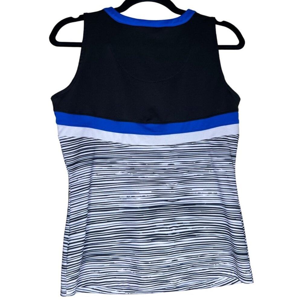 Bolle High Performance Tank Top M Blue Striped Athletic Tennis Y2K - Picture 3 of 4
